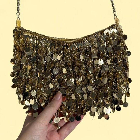 Source Unknown Handbags - ✨ Vintage Gold Sequin Bag – Boho Glam Statement Piece ✨